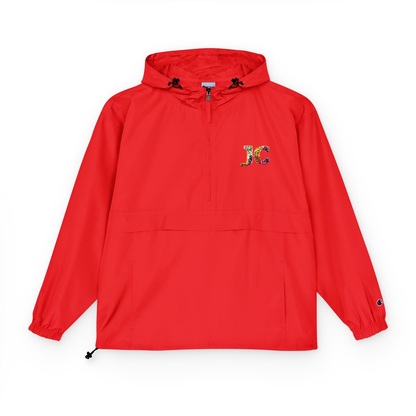 Champion Packable Anorak Jacket – Water-Resistant Lightweight Windbreaker with JC Digital Print (Unisex)