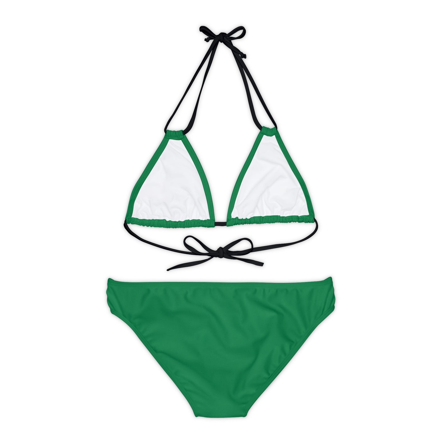 Dark Green Strappy Bikini Set (AOP) with Butterfly design