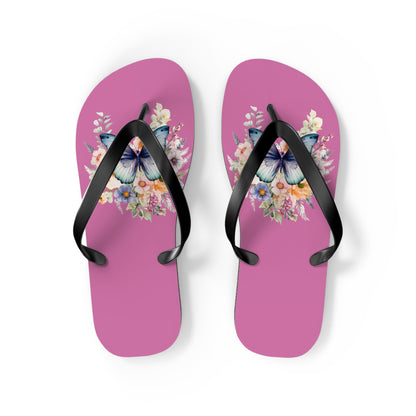 Light Pink Flip Flops with Butterfly Design