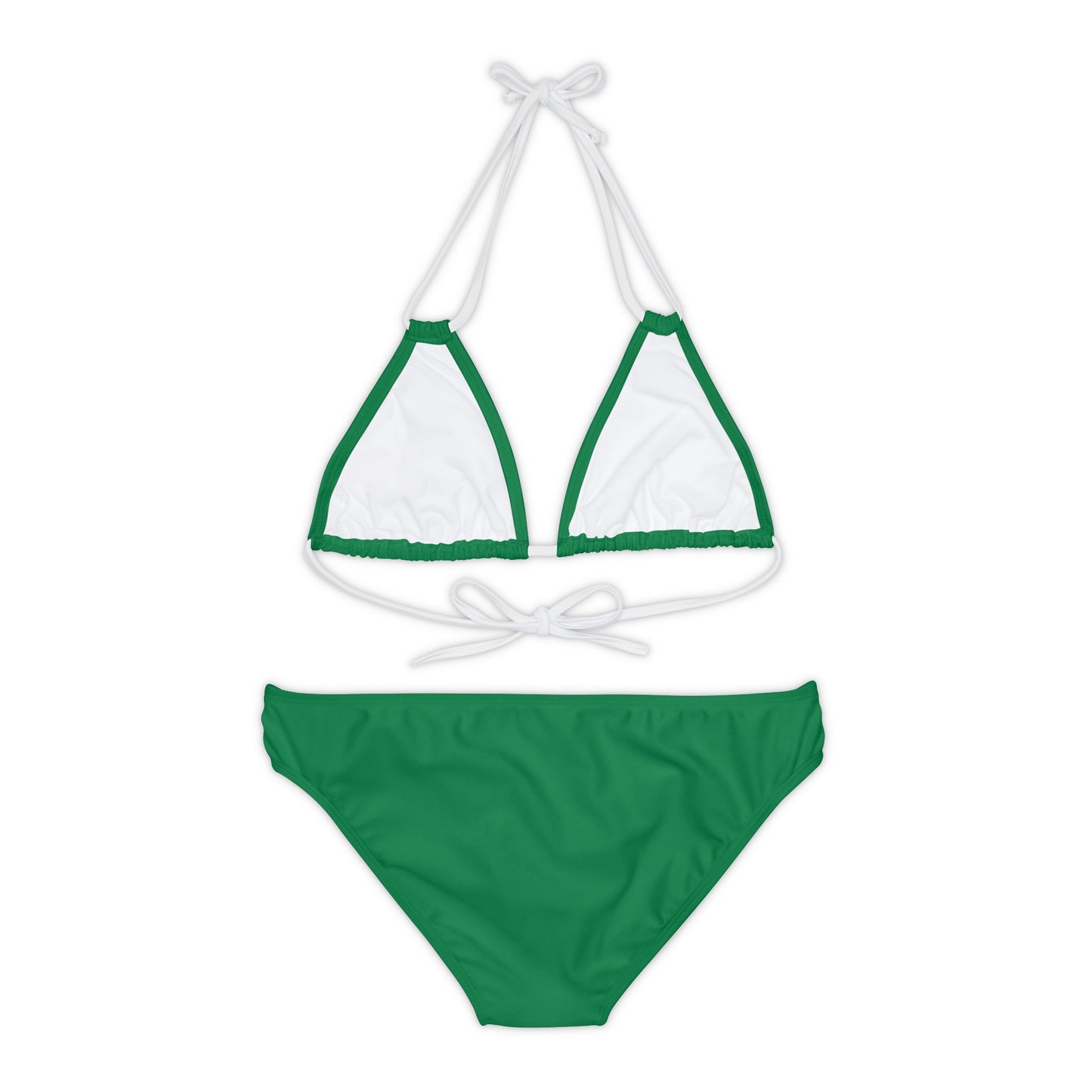 Dark Green Strappy Bikini Set (AOP) with Butterfly design