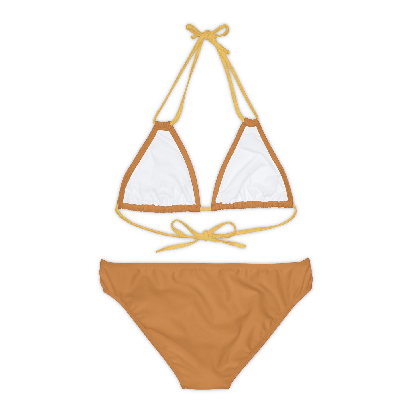 Light Brown Strappy Bikini Set (AOP) with Butterfly design