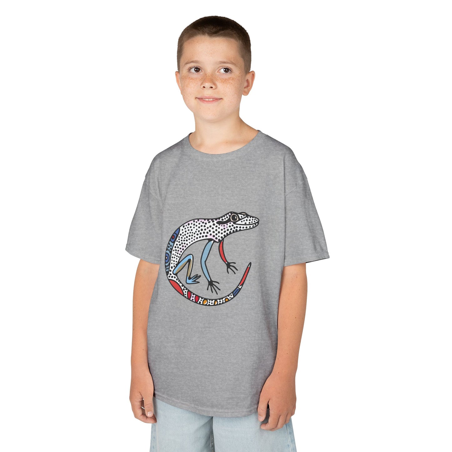 Kids Lizard Graphic Tee — Colorful Patterned Chameleon Shirt