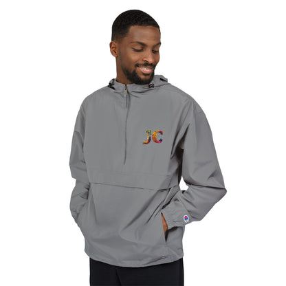 Champion Packable Anorak Jacket – Water-Resistant Lightweight Windbreaker with JC Digital Print (Unisex)