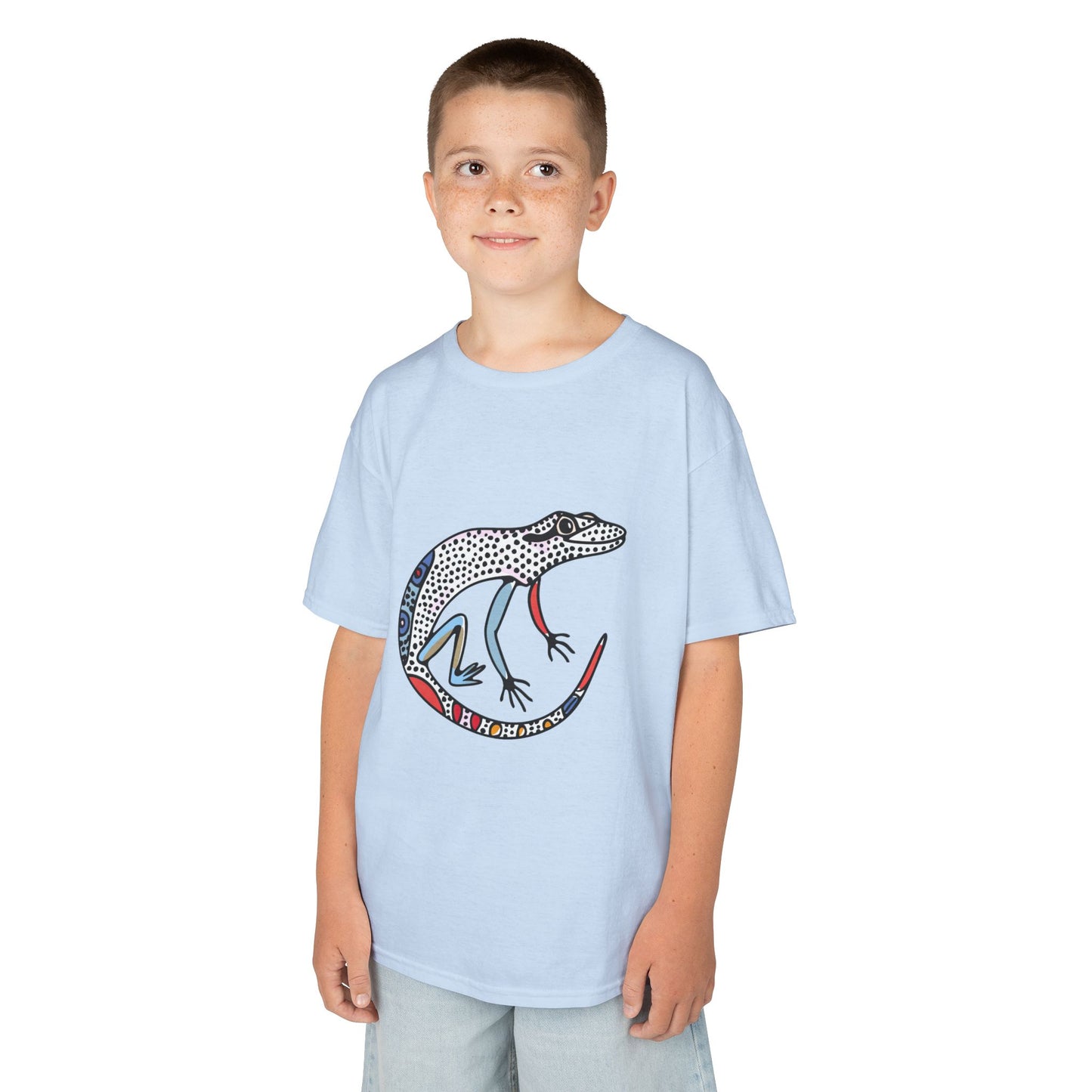 Kids Lizard Graphic Tee — Colorful Patterned Chameleon Shirt