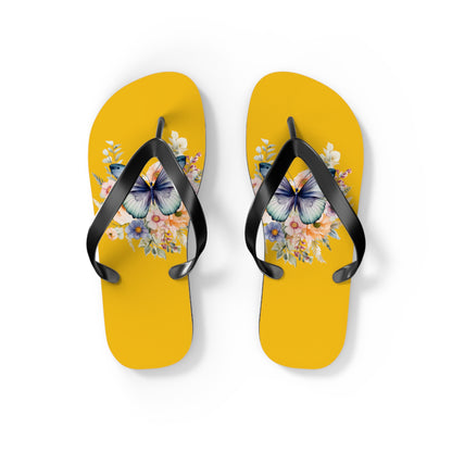 Yellow Flip Flops with Butterfly Design