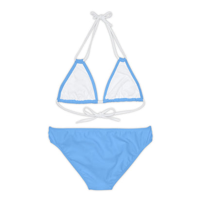 Blue Strappy Bikini Set (AOP) with Butterfly design