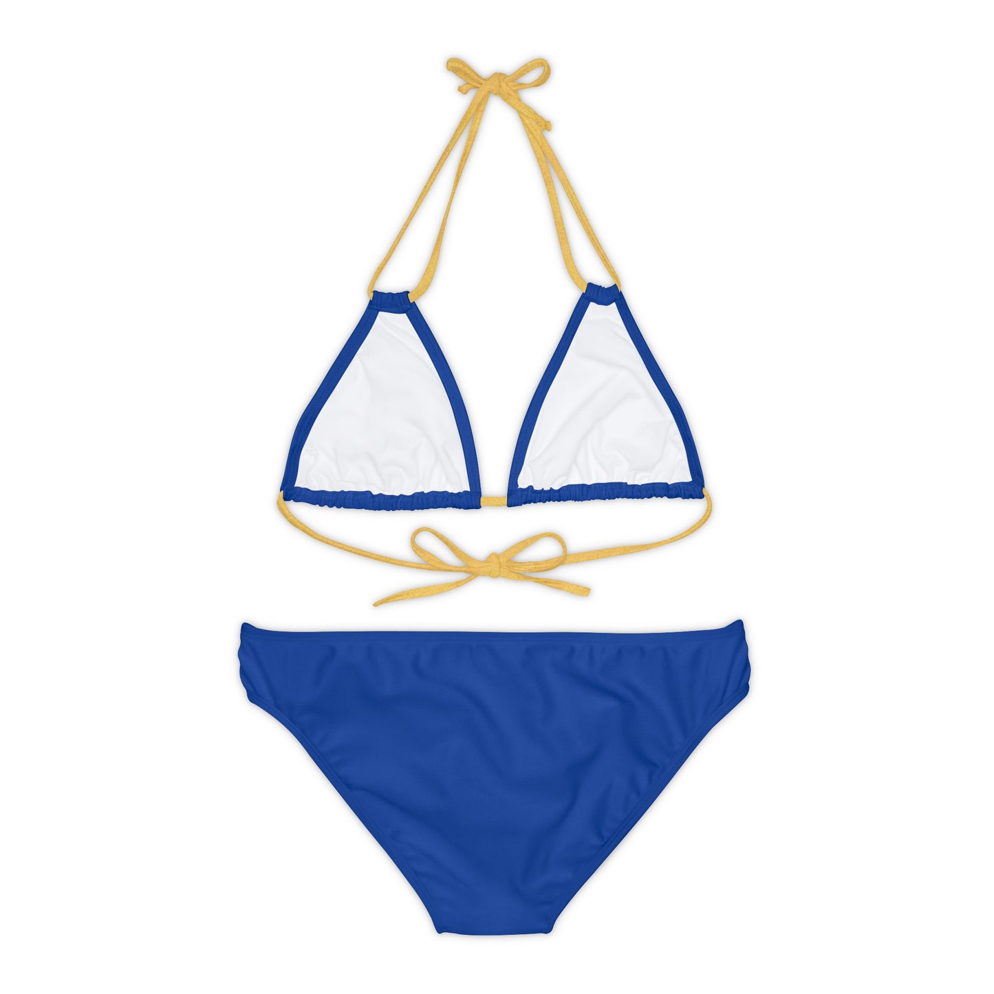 Dark Blue Strappy Bikini Set (AOP) with Butterfly design