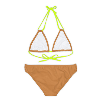 Light Brown Strappy Bikini Set (AOP) with Butterfly design