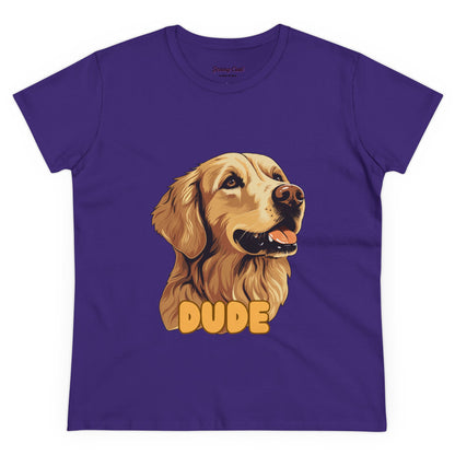 Women's Tee with Golden Dog Print - Valentine's Day Gift