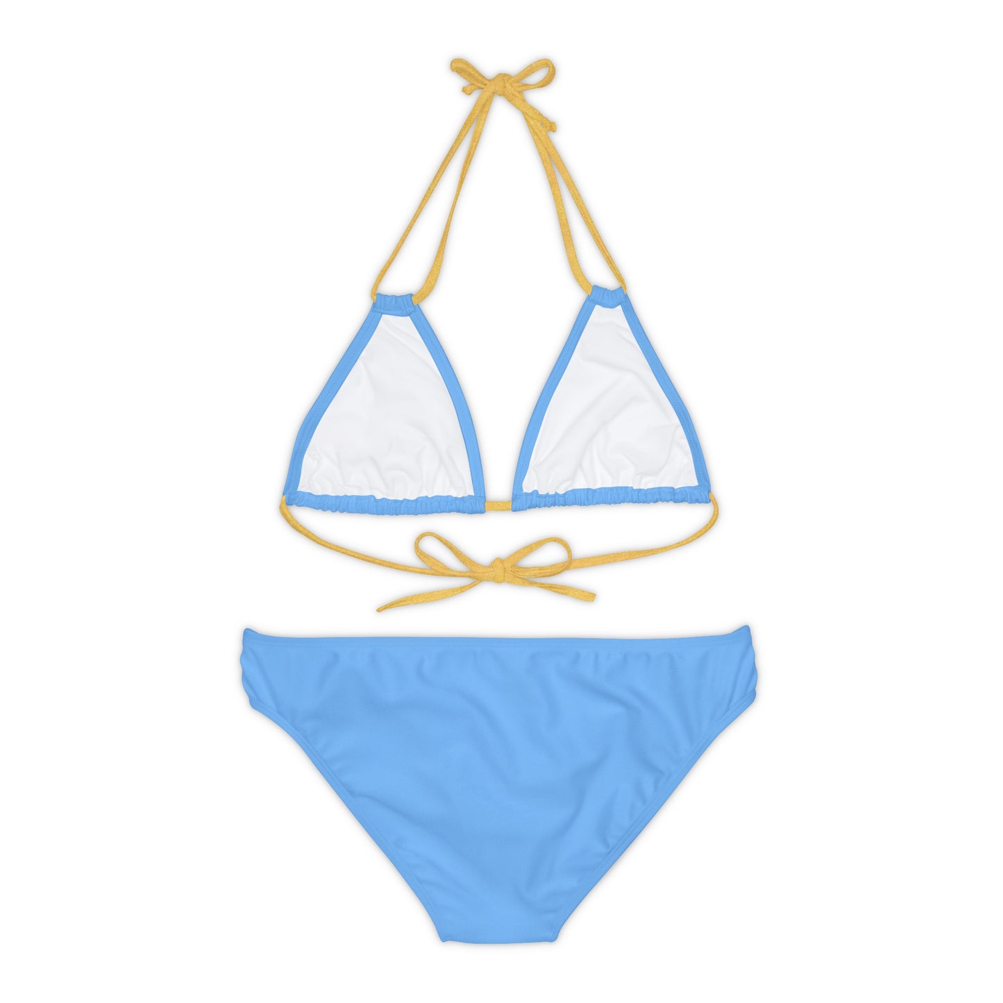 Blue Strappy Bikini Set (AOP) with Butterfly design