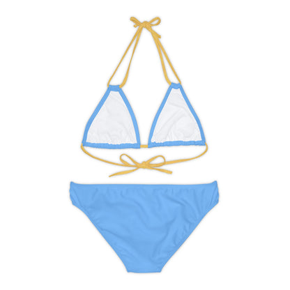 Blue Strappy Bikini Set (AOP) with Butterfly design