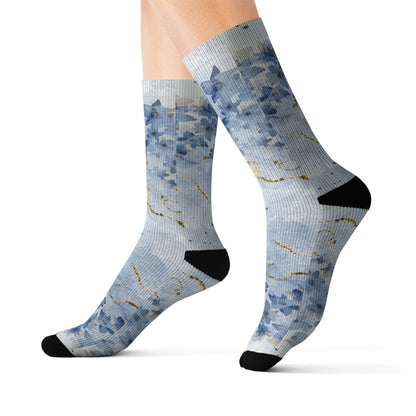 Blue Floral Socks - Sublimation