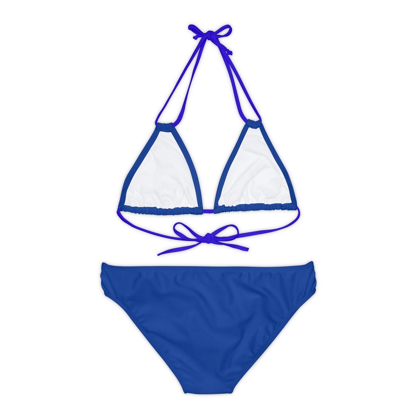 Dark Blue Strappy Bikini Set (AOP) with Butterfly design