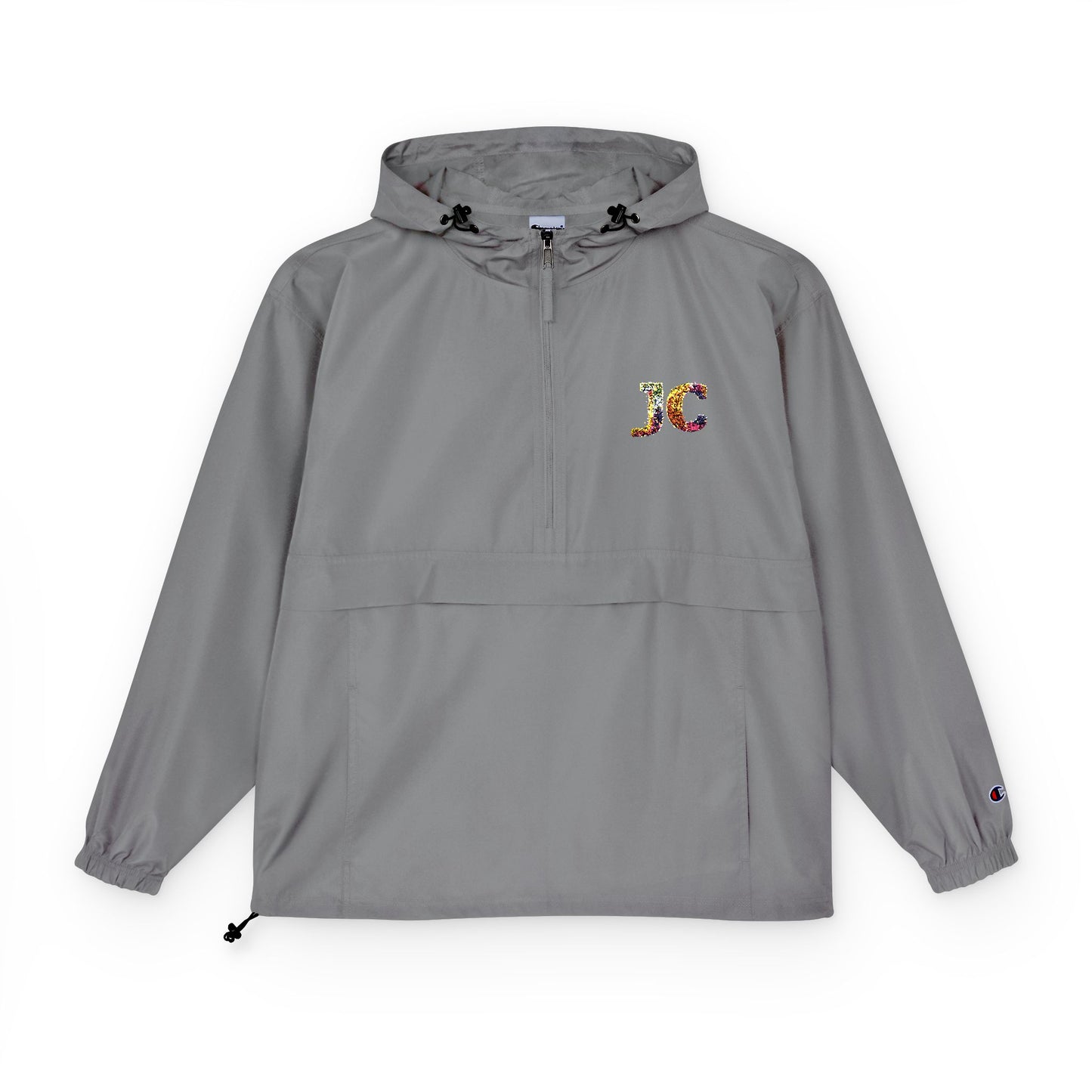 Champion Packable Anorak Jacket – Water-Resistant Lightweight Windbreaker with JC Digital Print (Unisex)
