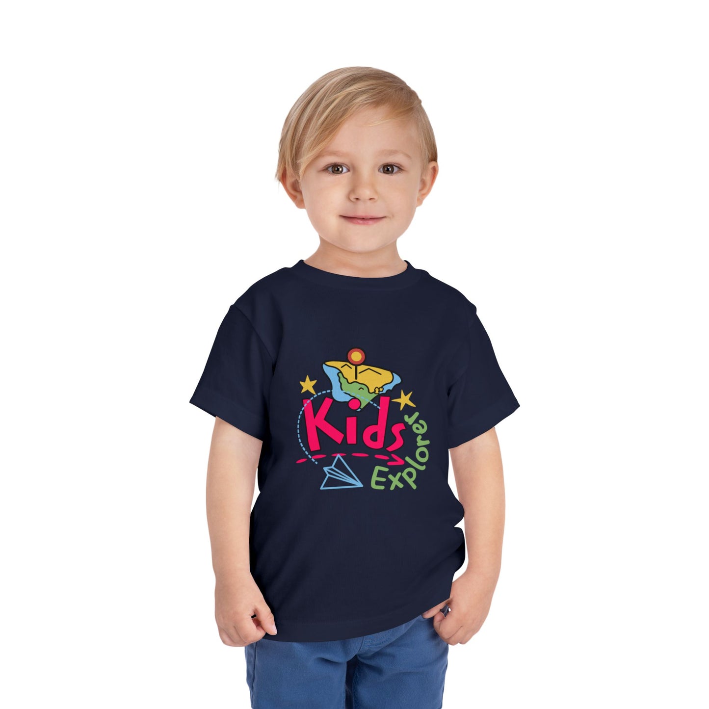 Kids Explore Toddler Tee — Colorful Adventure Graphic T-Shirt for Curious Little Explorers