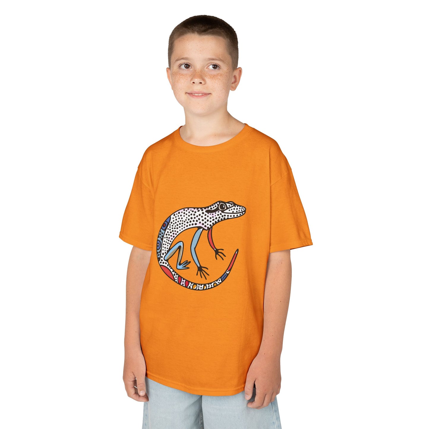 Kids Lizard Graphic Tee — Colorful Patterned Chameleon Shirt
