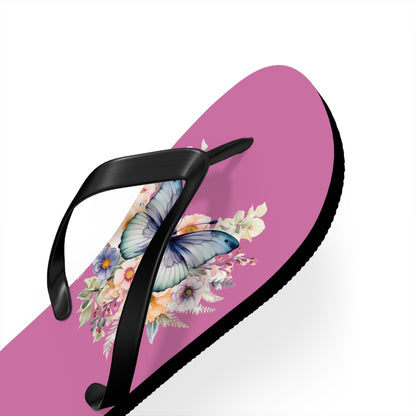 Light Pink Flip Flops with Butterfly Design