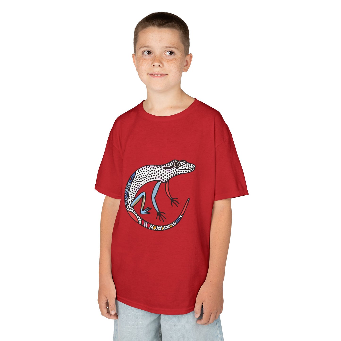 Kids Lizard Graphic Tee — Colorful Patterned Chameleon Shirt