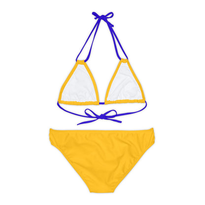 Yellow Strappy Bikini Set (AOP) with Butterfly design