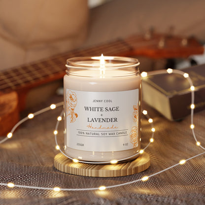 Scented Soy Candle, White Sage + Lavender, 9oz