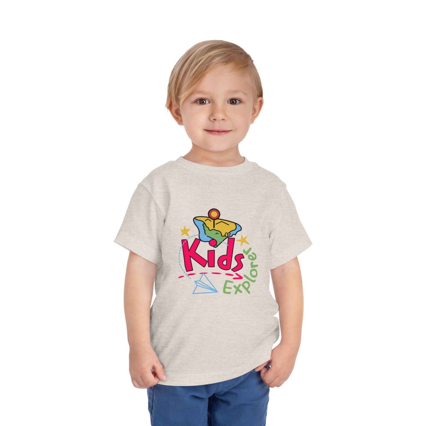 Kids Explore Toddler Tee — Colorful Adventure Graphic T-Shirt for Curious Little Explorers