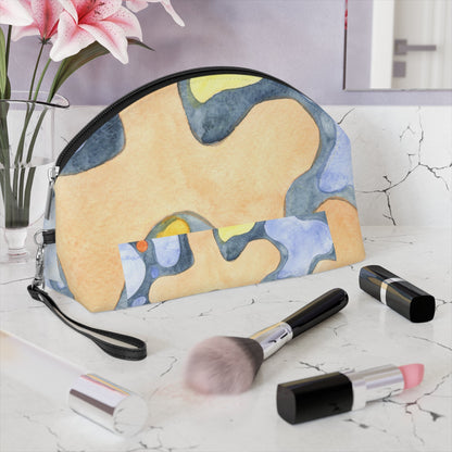 Abstract Watercolor Makeup Bag – Artistic Pastel Cosmetic Pouch with Wrist Strap | Modern Travel Beauty Organizer | Mother’s Day Gift - JennyCool