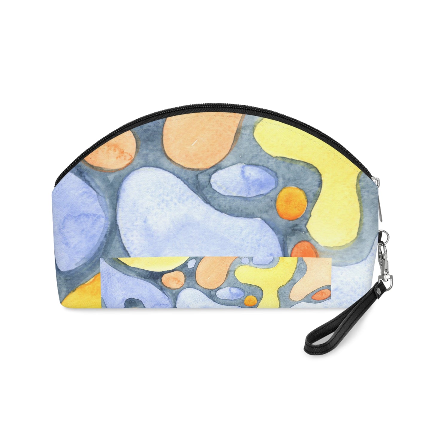 Abstract Watercolor Makeup Bag – Artistic Pastel Cosmetic Pouch with Wrist Strap | Modern Travel Beauty Organizer | Mother’s Day Gift - JennyCool