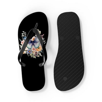 Black Flip Flops with Butterfly Design - JennyCool