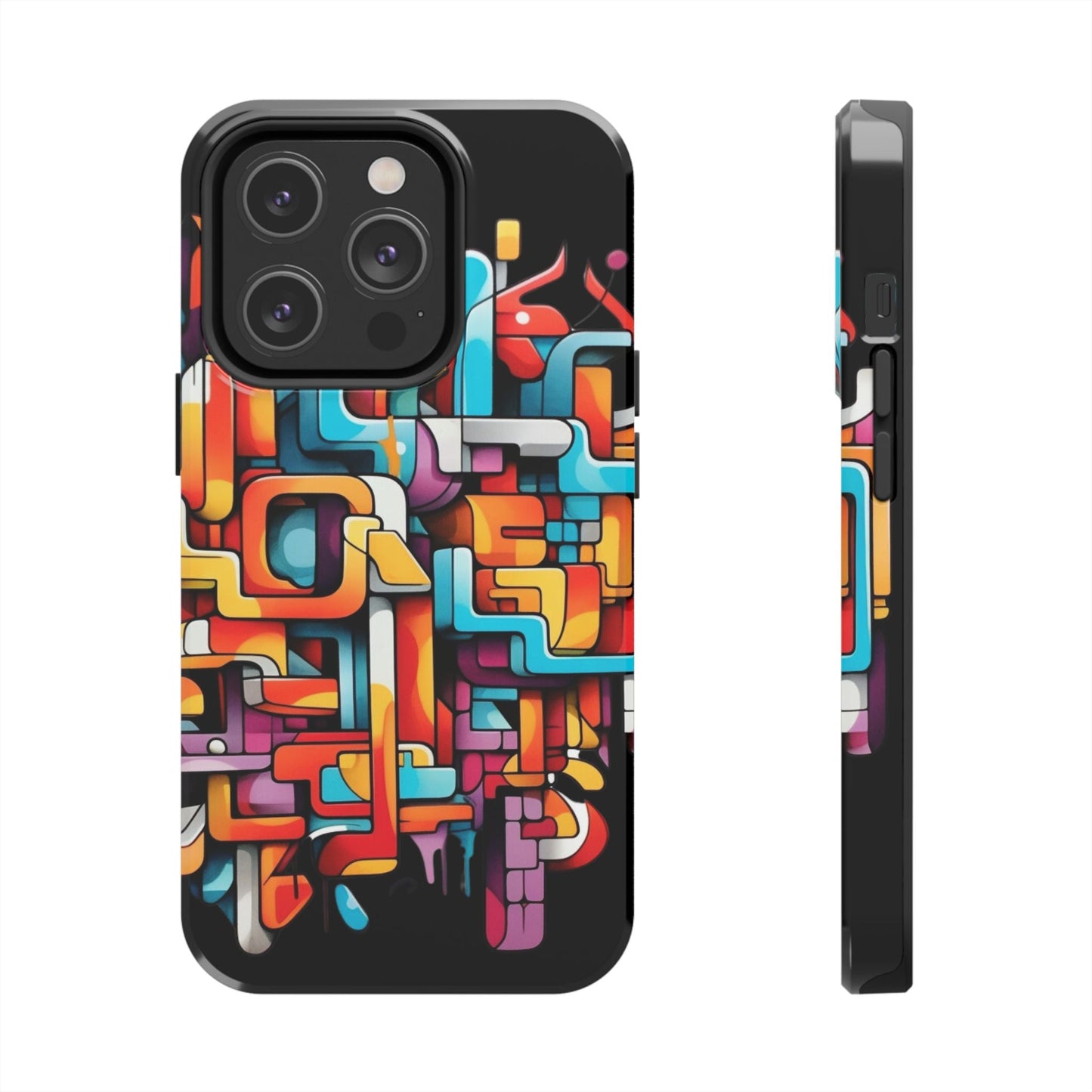 Black Tough Phone Cases - Graffiti Design - JennyCool