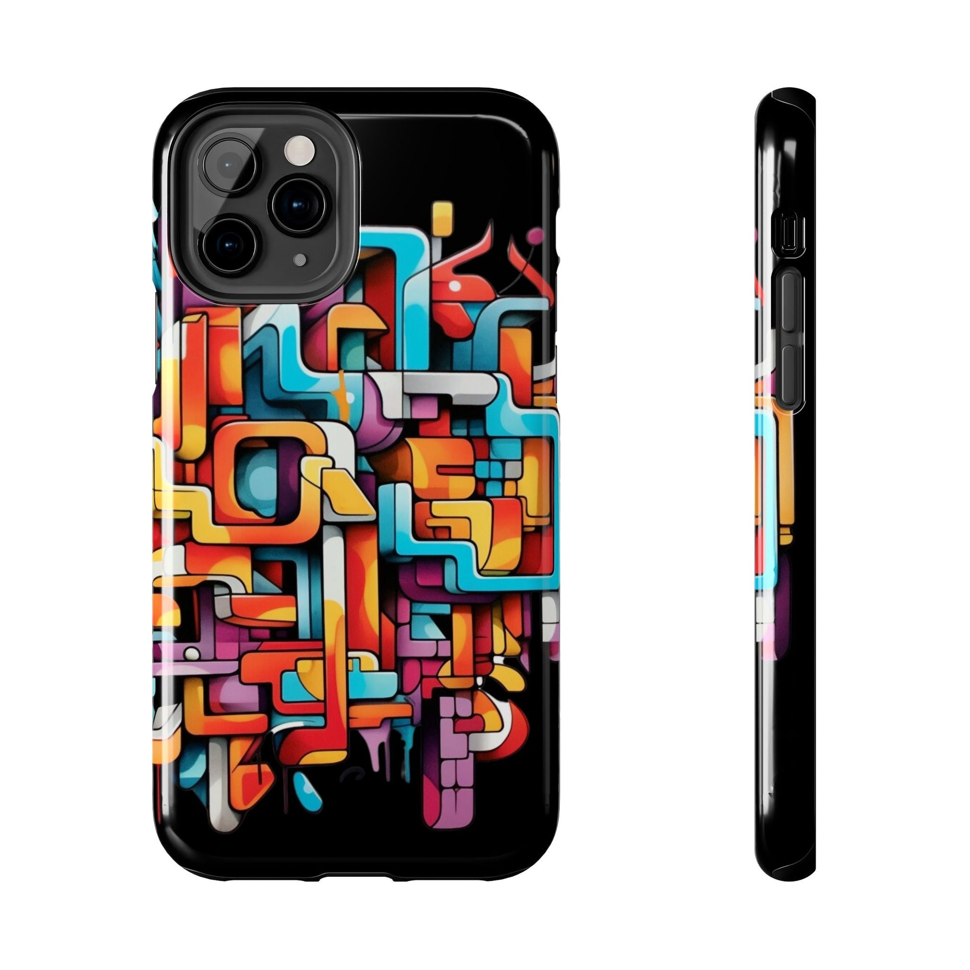 Black Tough Phone Cases - Graffiti Design - JennyCool
