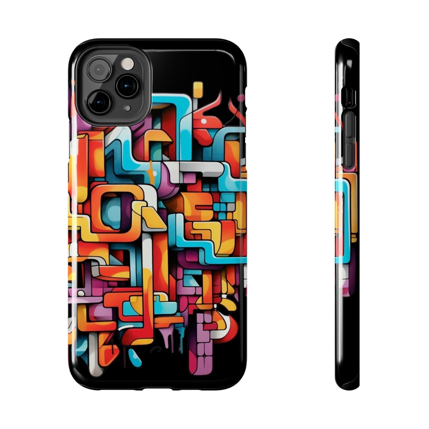 Black Tough Phone Cases - Graffiti Design - JennyCool