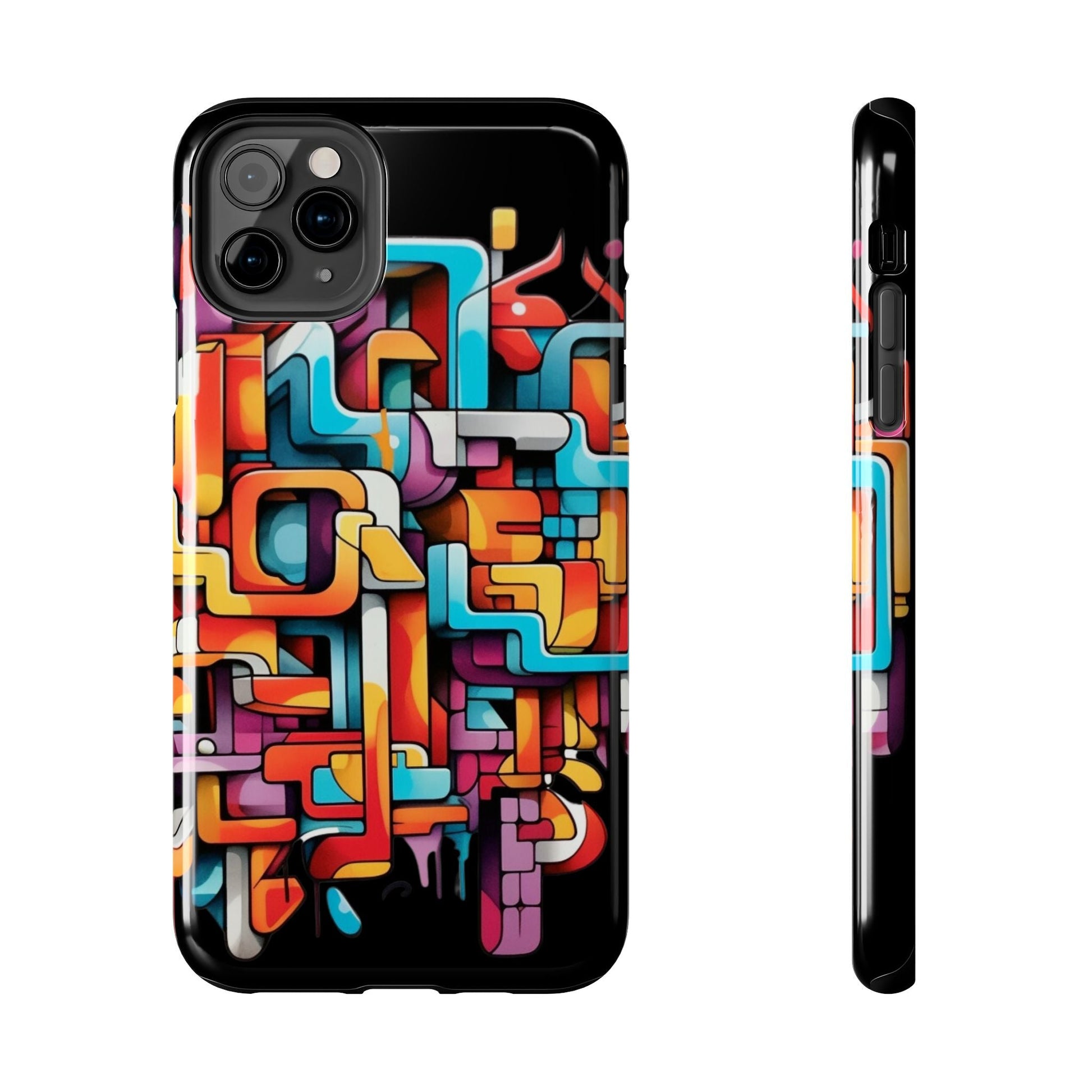 Black Tough Phone Cases - Graffiti Design - JennyCool