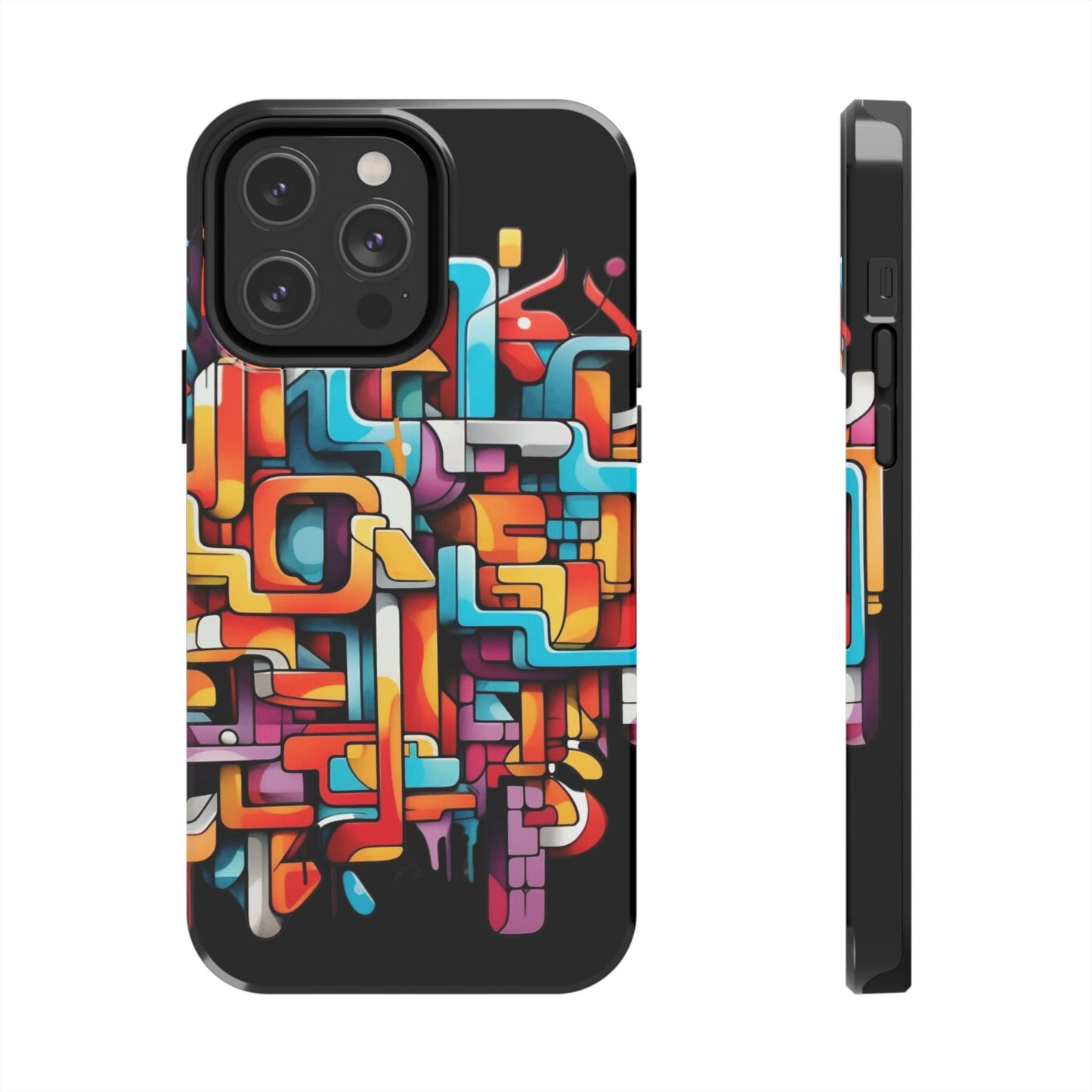 Black Tough Phone Cases - Graffiti Design - JennyCool