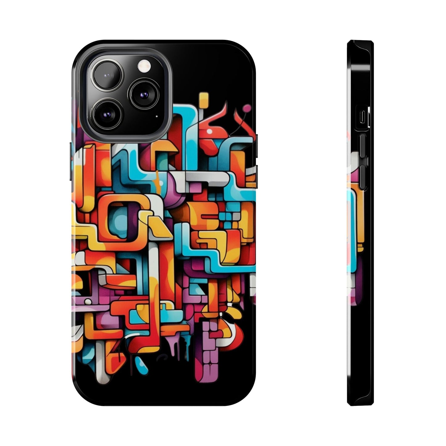 Black Tough Phone Cases - Graffiti Design - JennyCool