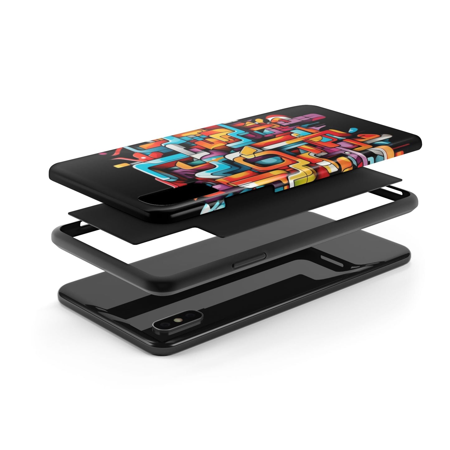 Black Tough Phone Cases - Graffiti Design - JennyCool