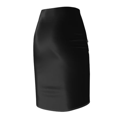 Black Women's Pencil Skirt (AOP) with Spring Flowers and Butterfly - JennyCool