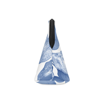 Blue Botanical Leaf Makeup Bag – Elegant Floral Cosmetic Pouch - JennyCool