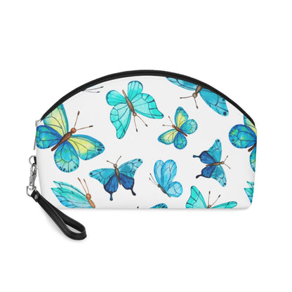 Blue Butterfly Makeup Bag — Floral Cosmetic Pouch for Women & Girls - JennyCool