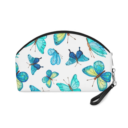 Blue Butterfly Makeup Bag — Floral Cosmetic Pouch for Women & Girls - JennyCool