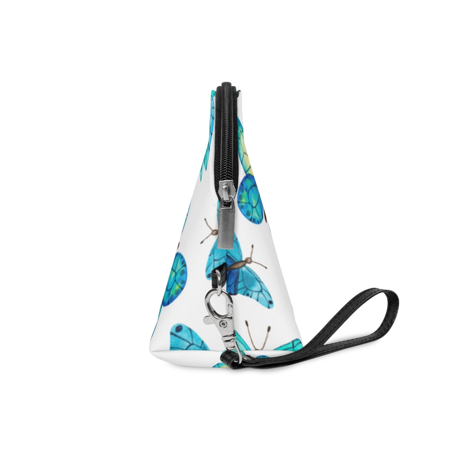 Blue Butterfly Makeup Bag — Floral Cosmetic Pouch for Women & Girls - JennyCool