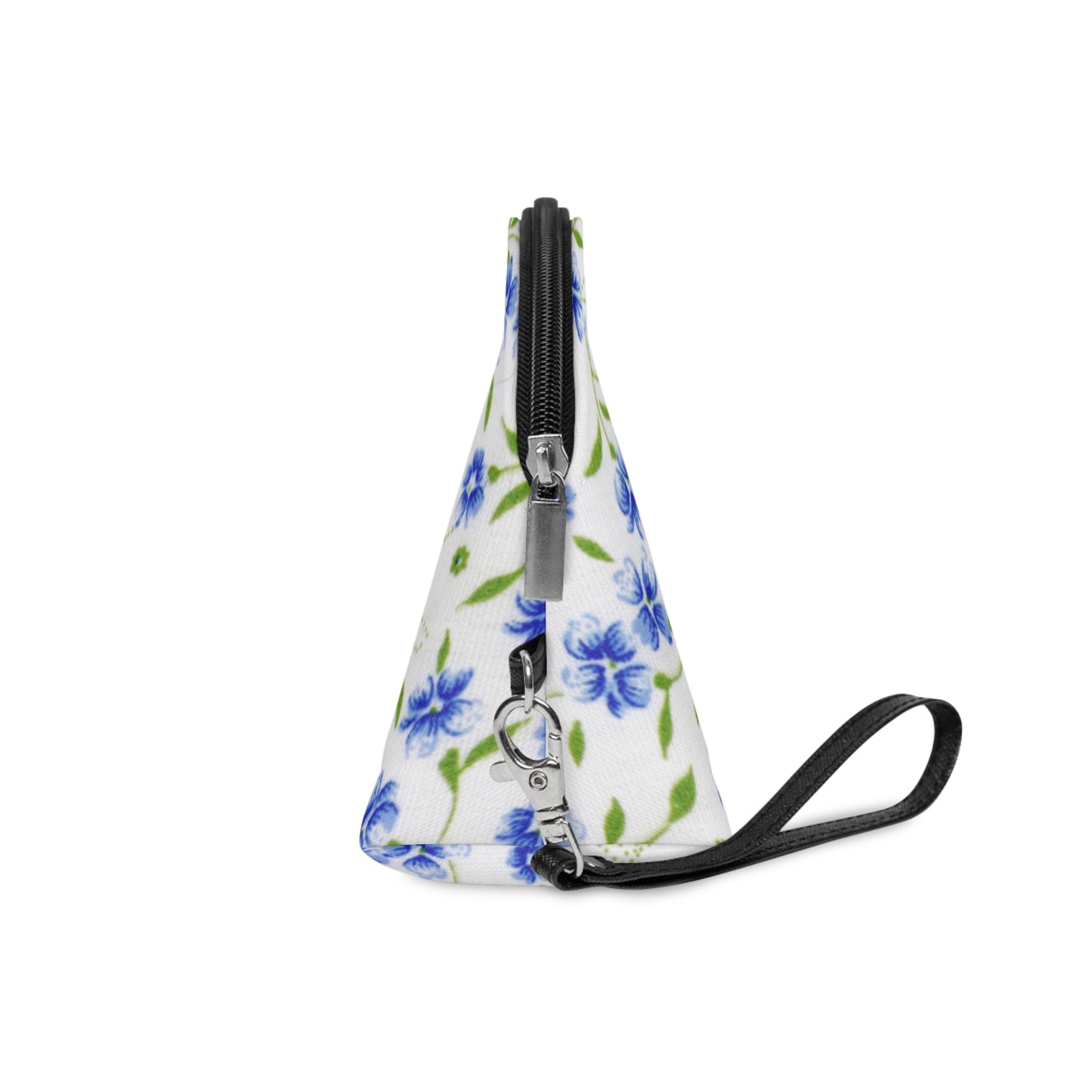 Blue Floral Makeup Bag – Vintage Blue Flower Cosmetic Pouch, Faux Leather Travel Makeup Organizer - JennyCool