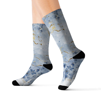 Blue Floral Socks - Sublimation - JennyCool