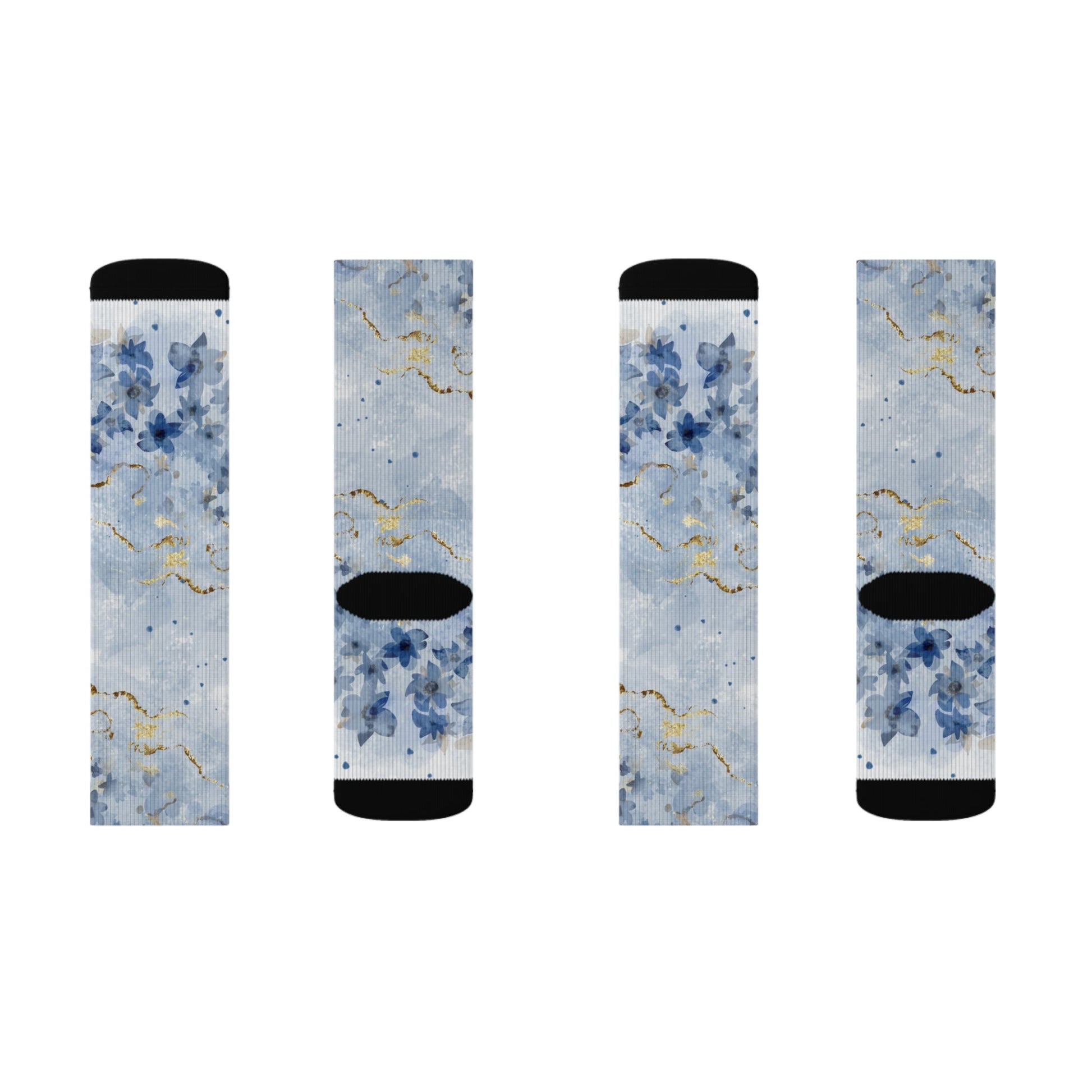 Blue Floral Socks - Sublimation - JennyCool