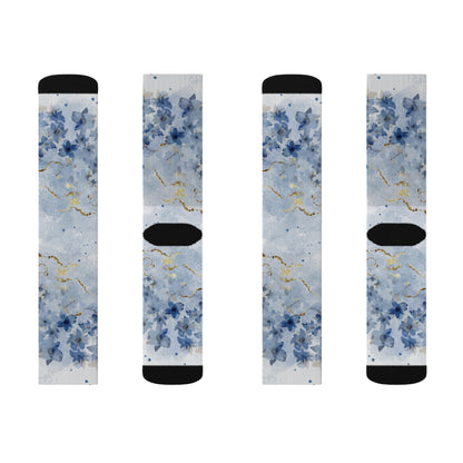 Blue Floral Socks - Sublimation - JennyCool