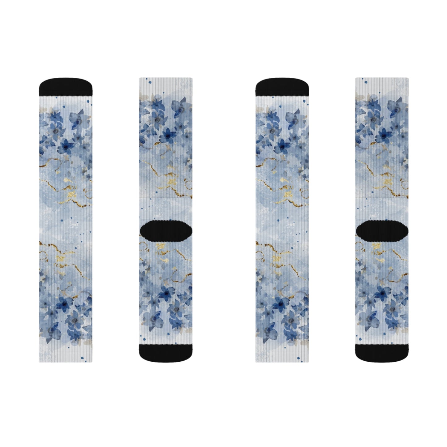 Blue Floral Socks - Sublimation - JennyCool