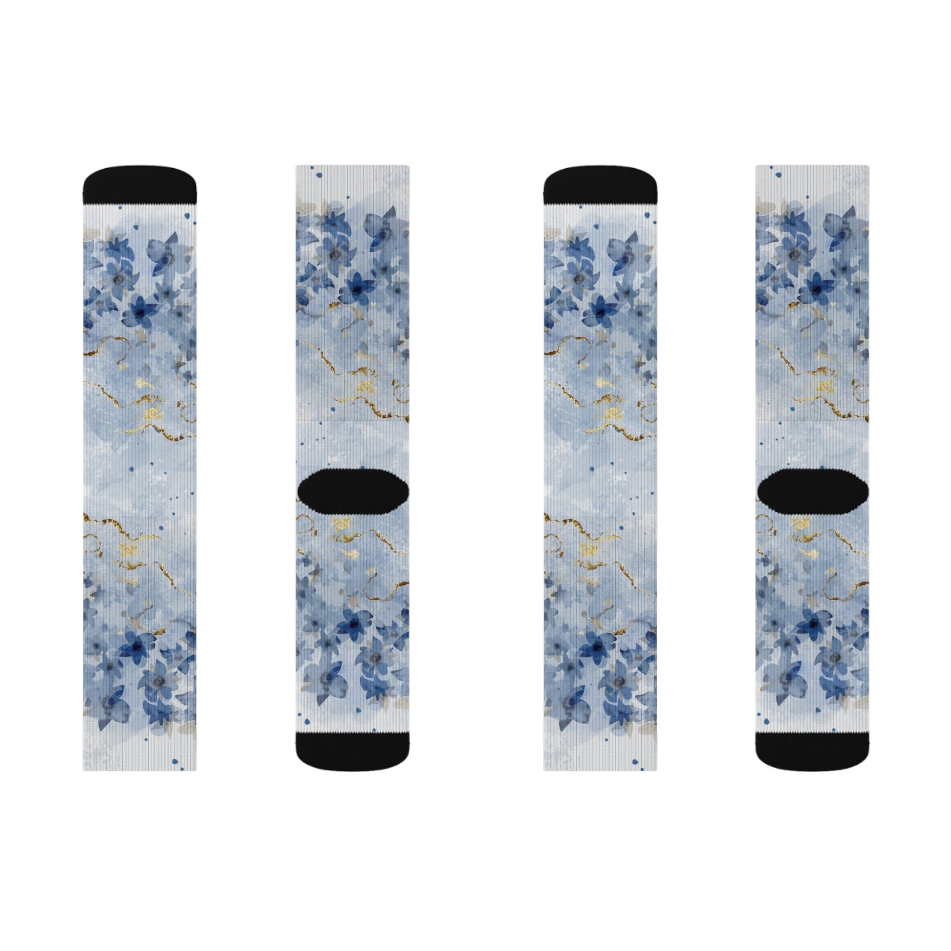 Blue Floral Socks - Sublimation - JennyCool