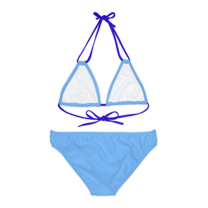Blue Strappy Bikini Set (AOP) with Butterfly design - JennyCool