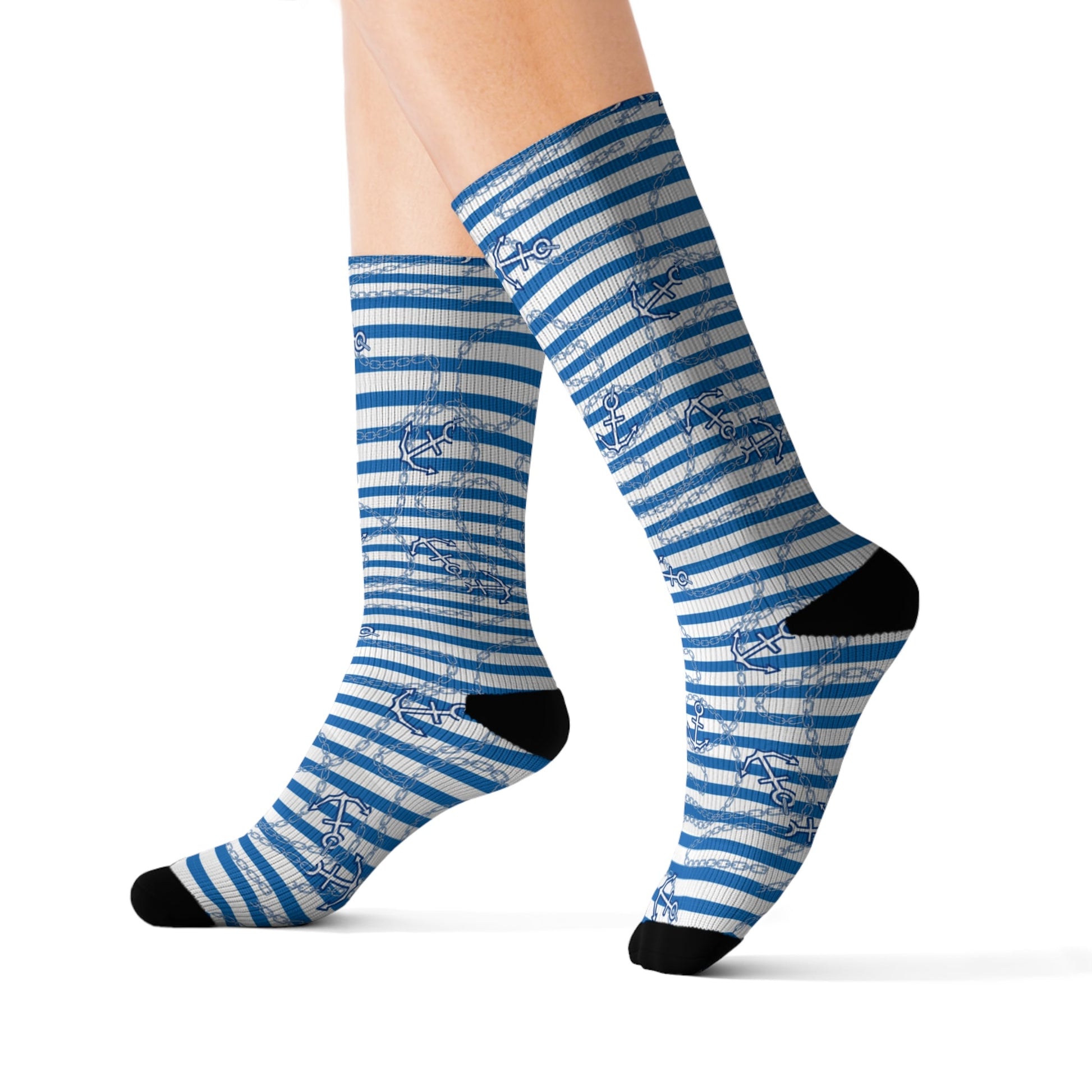 Blue Striped Socks - Sublimation - JennyCool