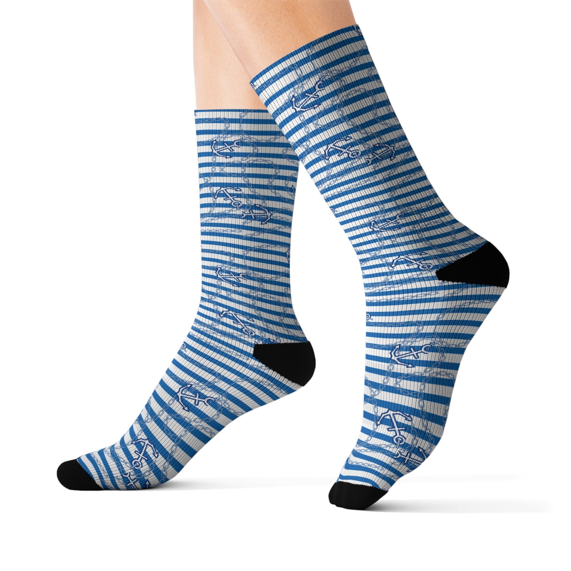 Blue Striped Socks - Sublimation - JennyCool