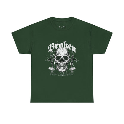 Broken Skull Graphic T-Shirt – Vintage Gothic Streetwear Tee for Men - JennyCool